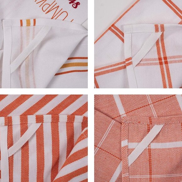 Pantry Kitchen Holiday Dish Towel Set of 4, Cotton, 18 x 28-inch Pumpkin Spice E - Picture 7 of 7